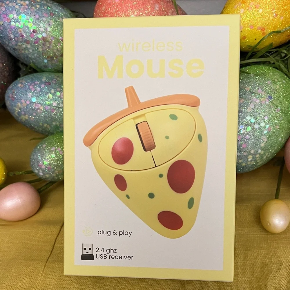Pizza Slice Wireless Mouse - Yellow with Red & Green Accents